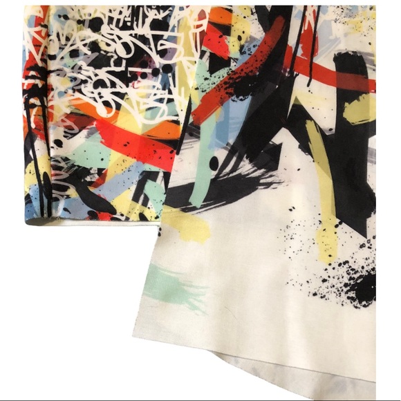 Zara Asymmetrical Graffiti Skirt with Overlay Sz M - Picture 3 of 9